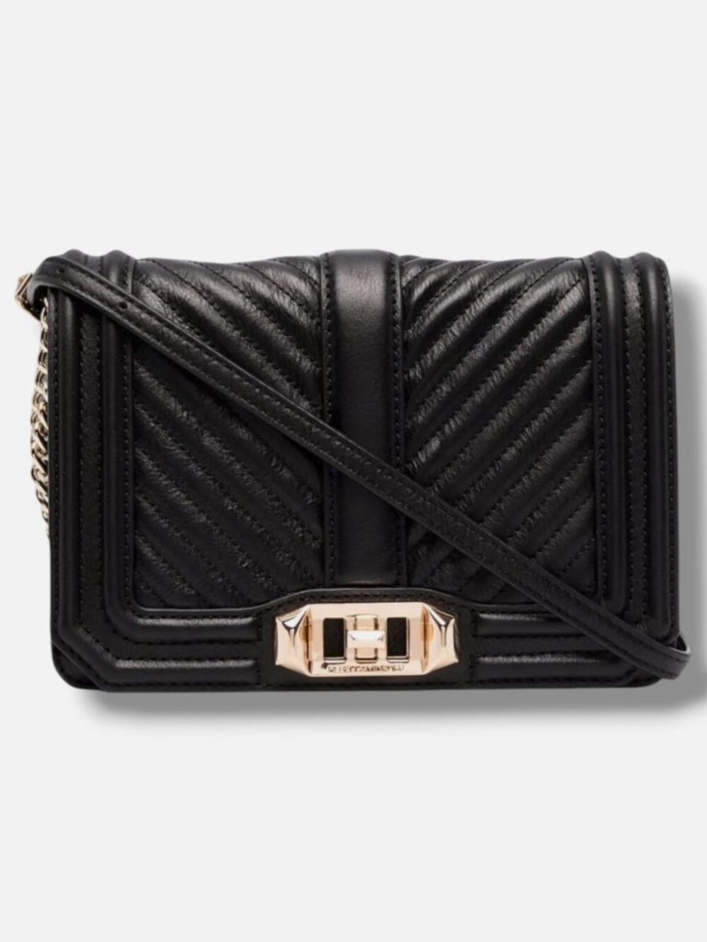 Rebecca Minkoff Women's Black Leather Chevron Quilted Love Crossbody Bag